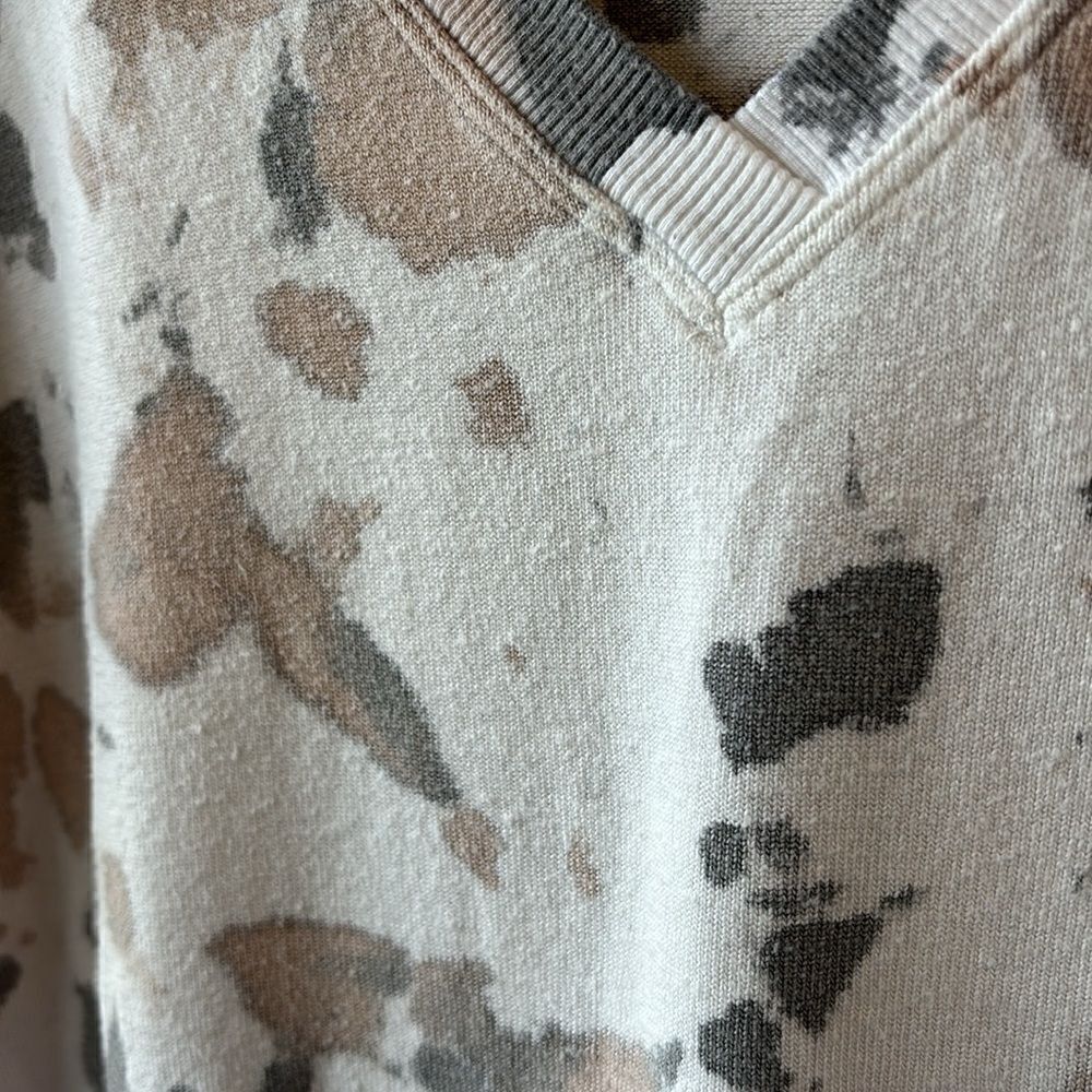 Hard Tail pullover tunic cream tie dye XS brown and grey vneck - Picture 5 of 7